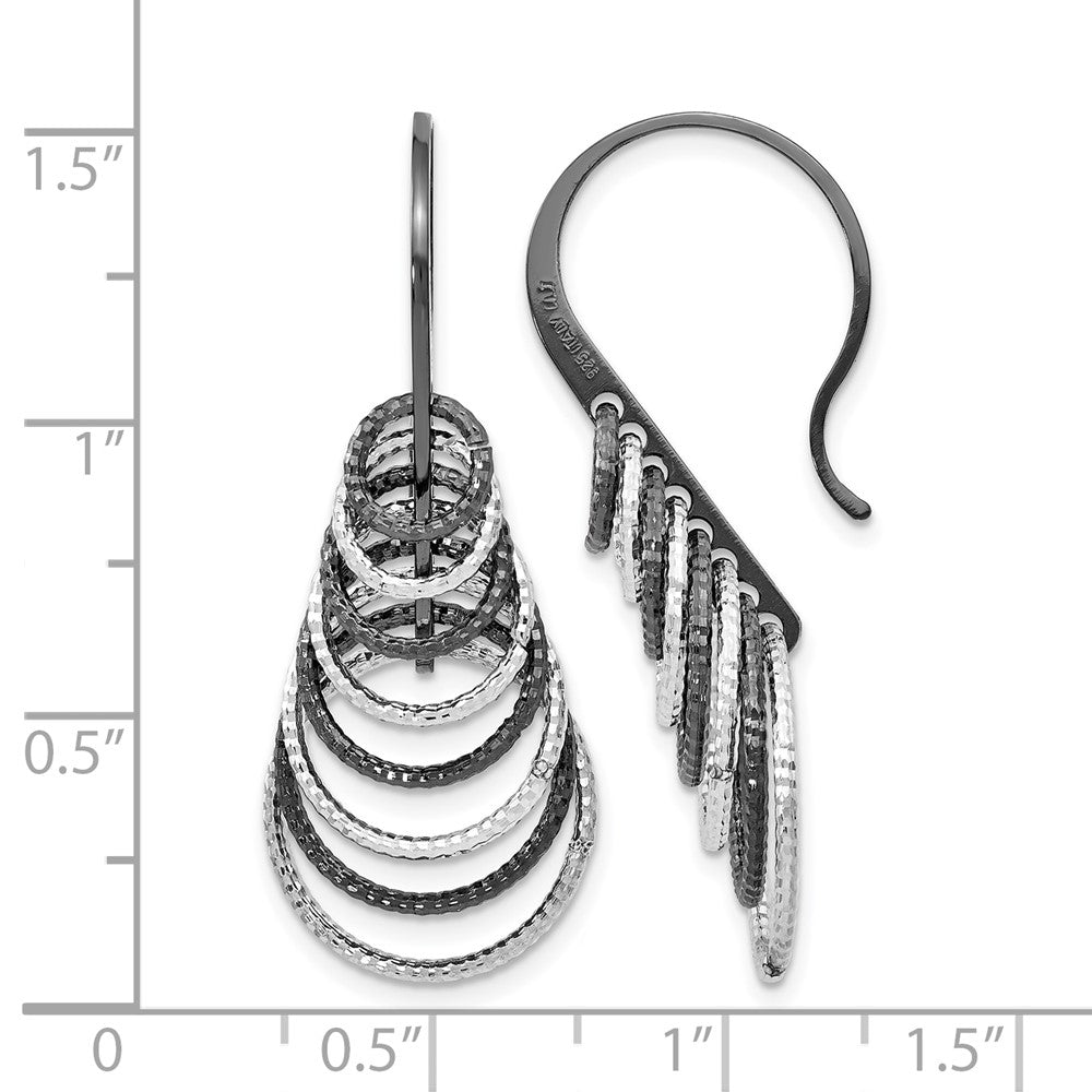 Sterling Silver Ruthenium-Plated Laser Textured Earrings
