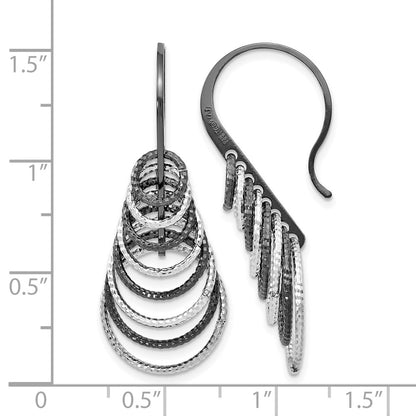Sterling Silver Ruthenium-Plated Laser Textured Earrings