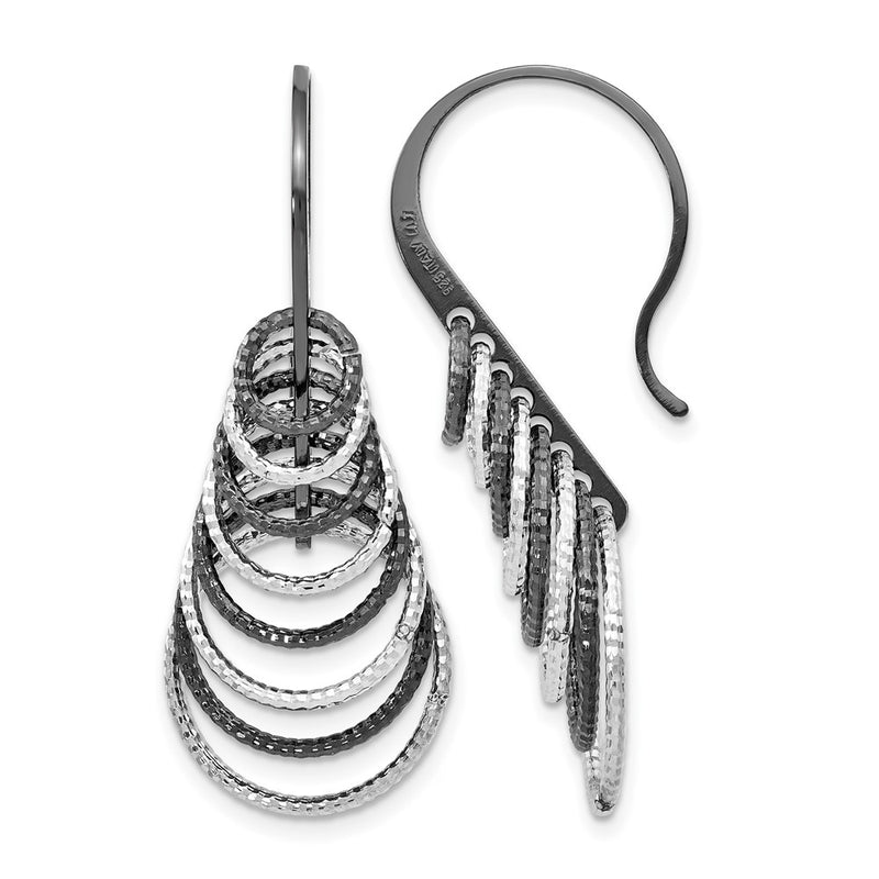 Sterling Silver Ruthenium-Plated Laser Textured Earrings