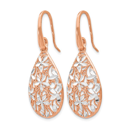 Sterling Silver Rose Gold-Toned Polished Textured Earrings