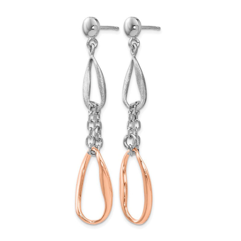 Sterling Silver Rose-Plated Polished Scratch-Finish Earrings