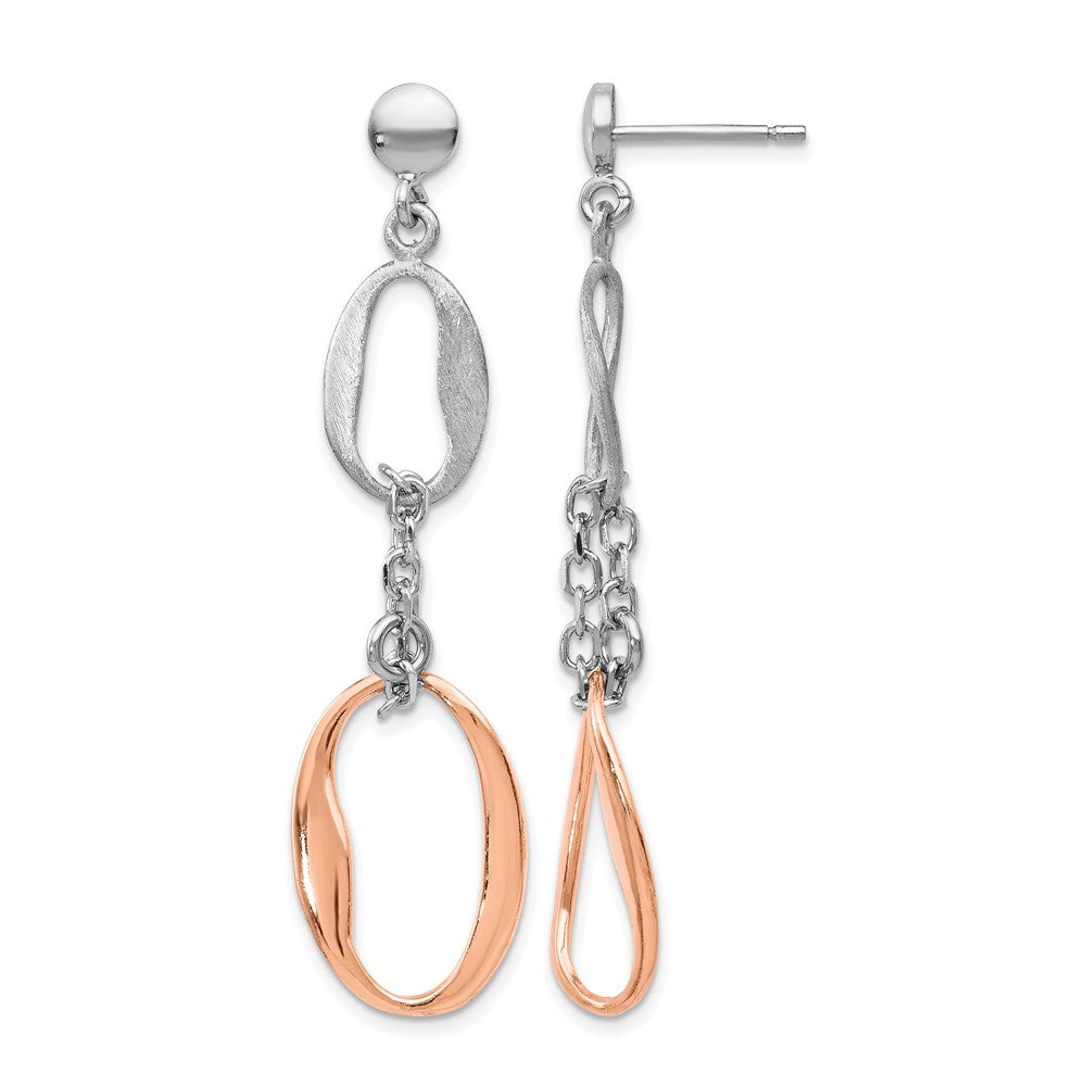 Sterling Silver Rose-Plated Polished Scratch-Finish Earrings