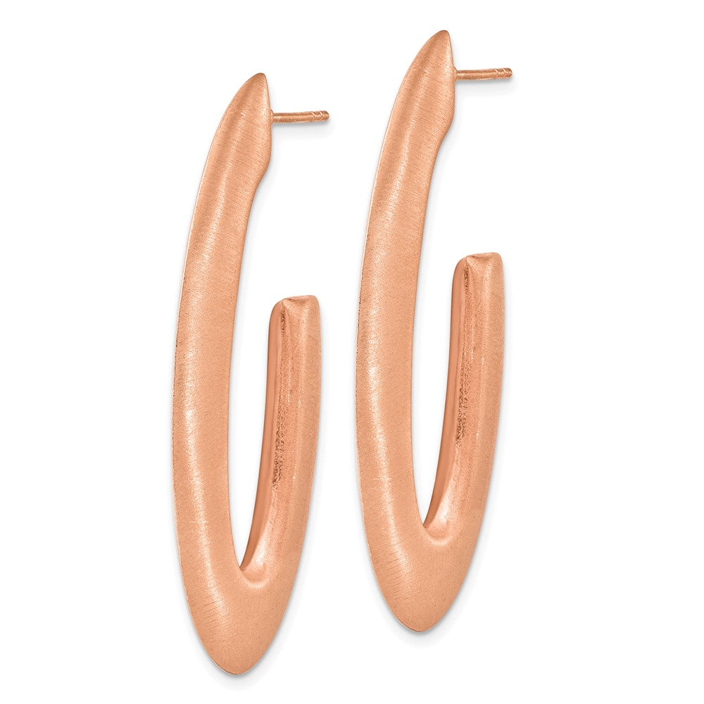 Ss/Gold Plated Sterling Silver Rose Gold-Plated Brushed & Diamond-Cut Oval Dangle Earrings