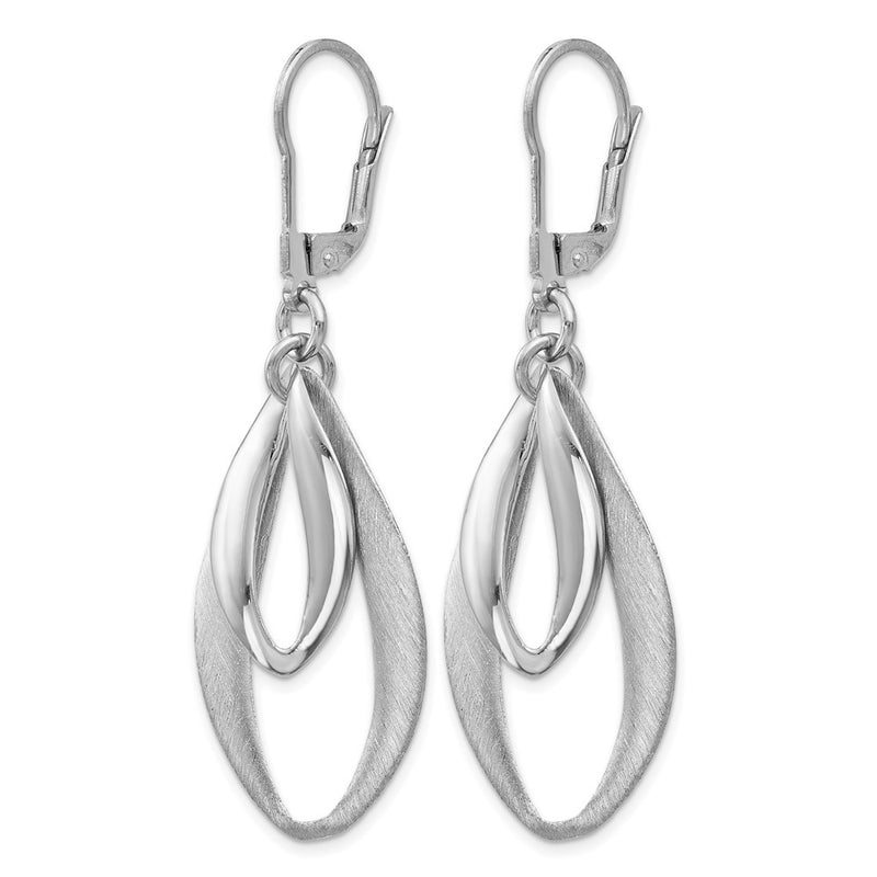 Sterling Silver Polished & Brushed Leverback Earrings