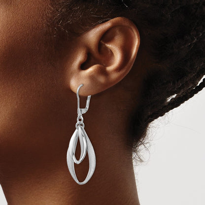 Sterling Silver Polished & Brushed Leverback Earrings