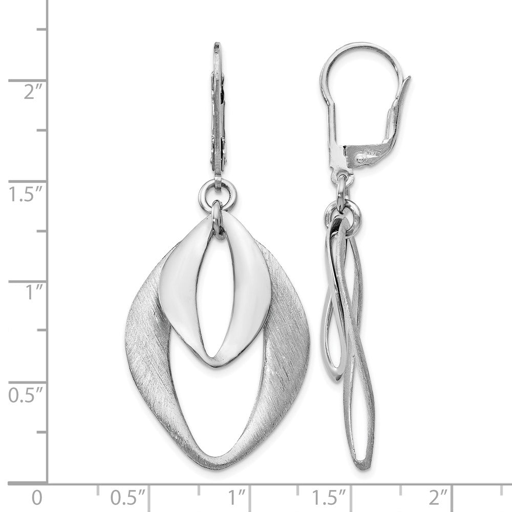 Sterling Silver Polished & Brushed Leverback Earrings