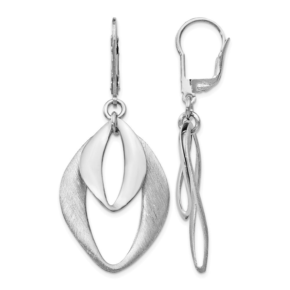 Sterling Silver Polished & Brushed Leverback Earrings