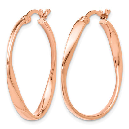 Ss/Rose Plated Sterling Silver Rose Gold-Plated Polished Hoop Earrings
