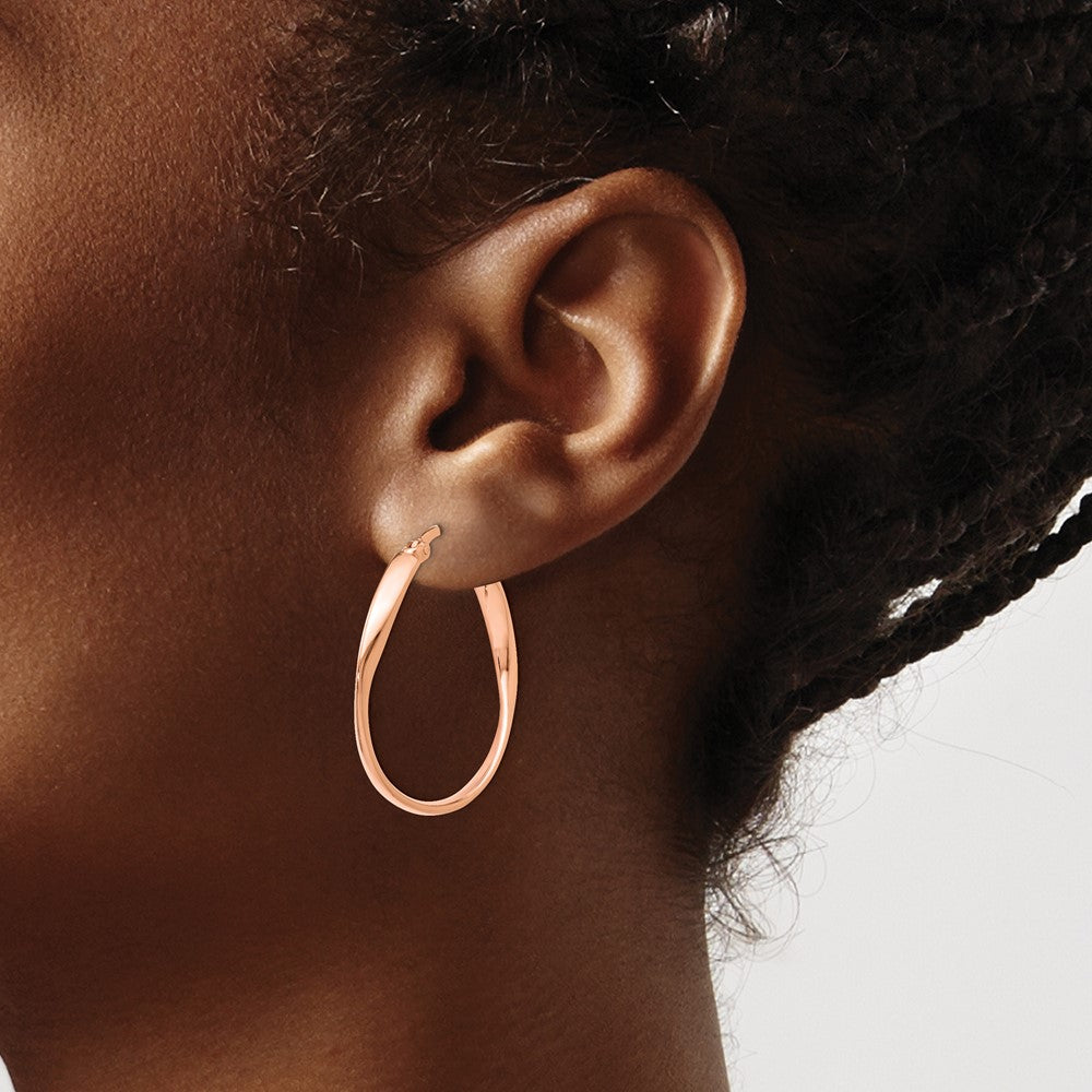 Ss/Rose Plated Sterling Silver Rose Gold-Plated Polished Hoop Earrings