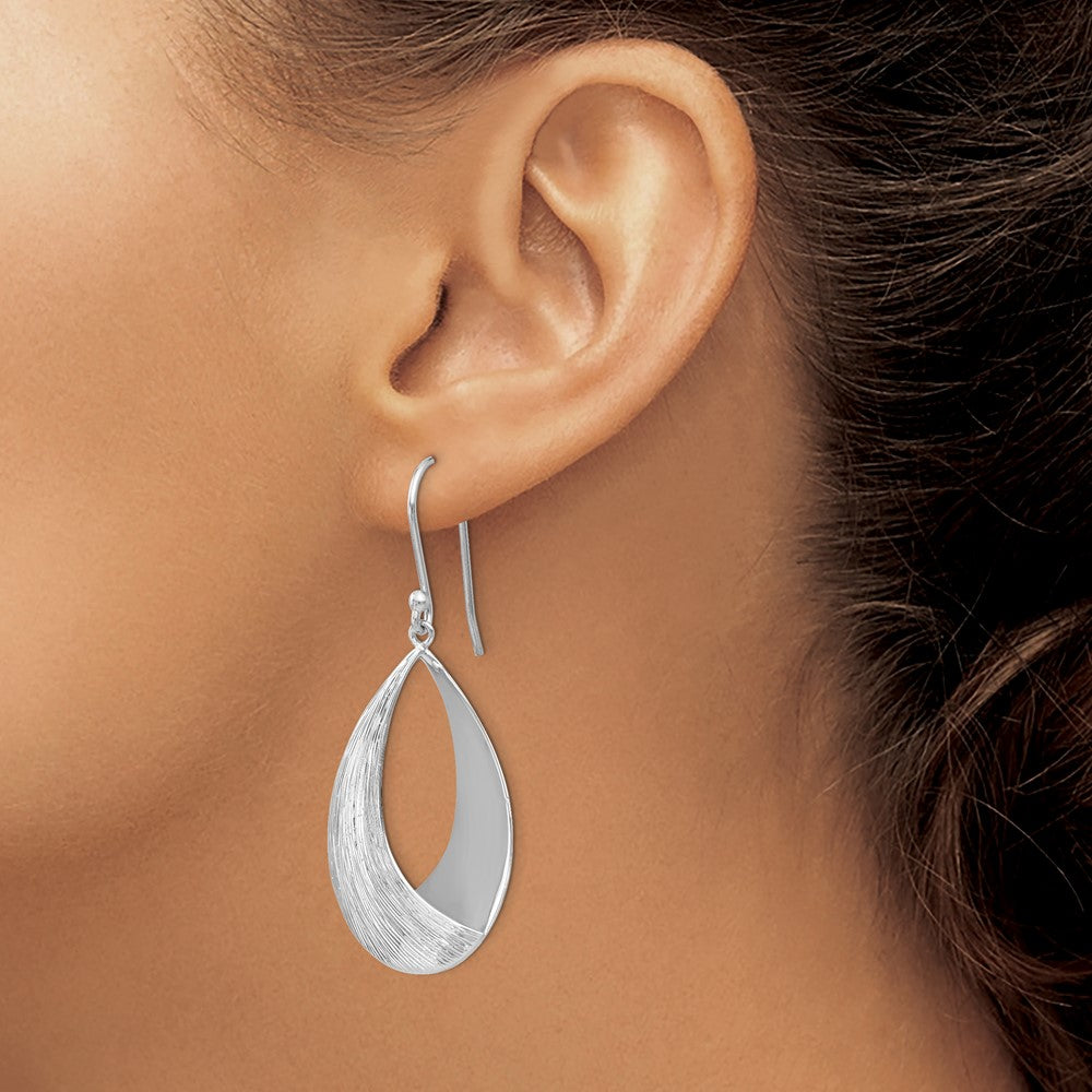 Sterling Silver Polished And Textured Dangle Earrings