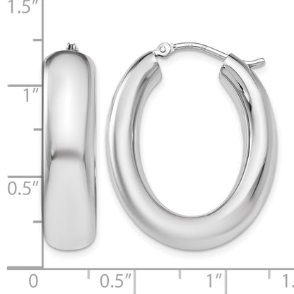 Sterling Silver Polished Oval Hoop Earrings