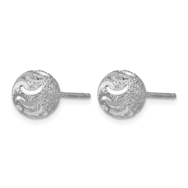 Sterling Silver Laser-Cut Ball Post Earrings