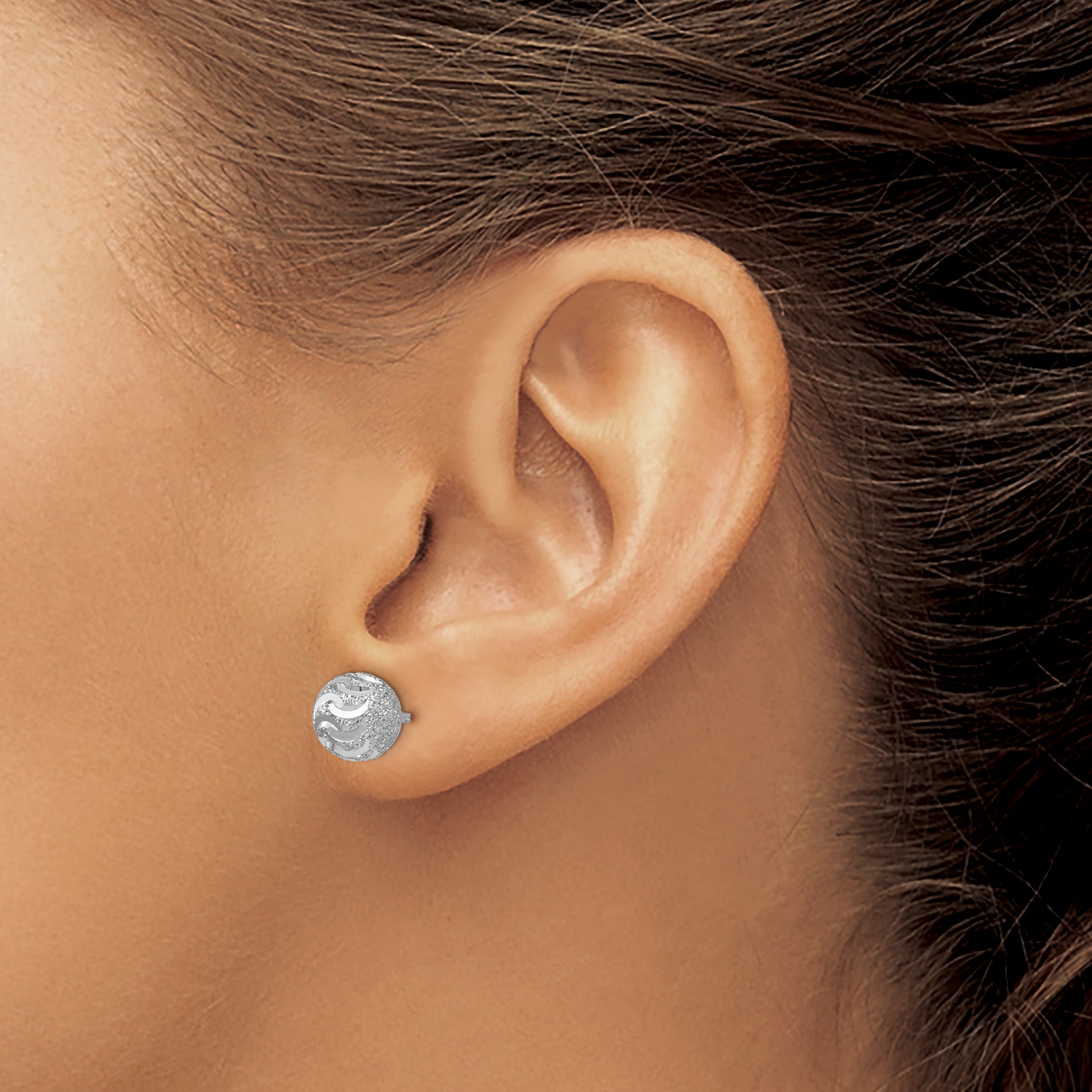 Sterling Silver Laser-Cut Ball Post Earrings