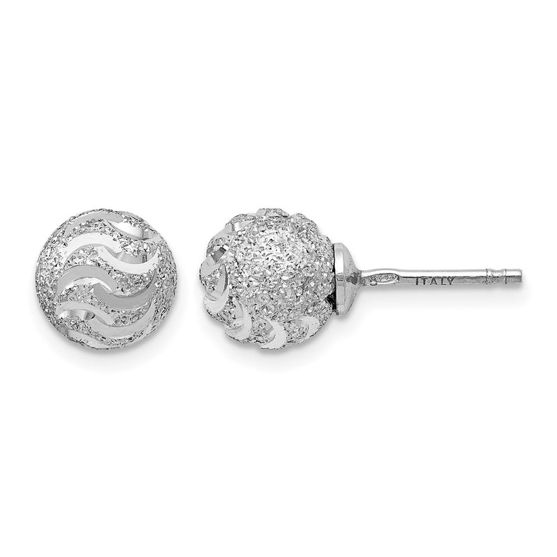Sterling Silver Laser-Cut Ball Post Earrings