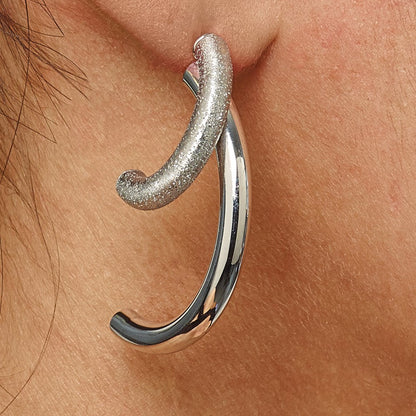 Sterling Silver Polished D/C Removable Front Back Earrings