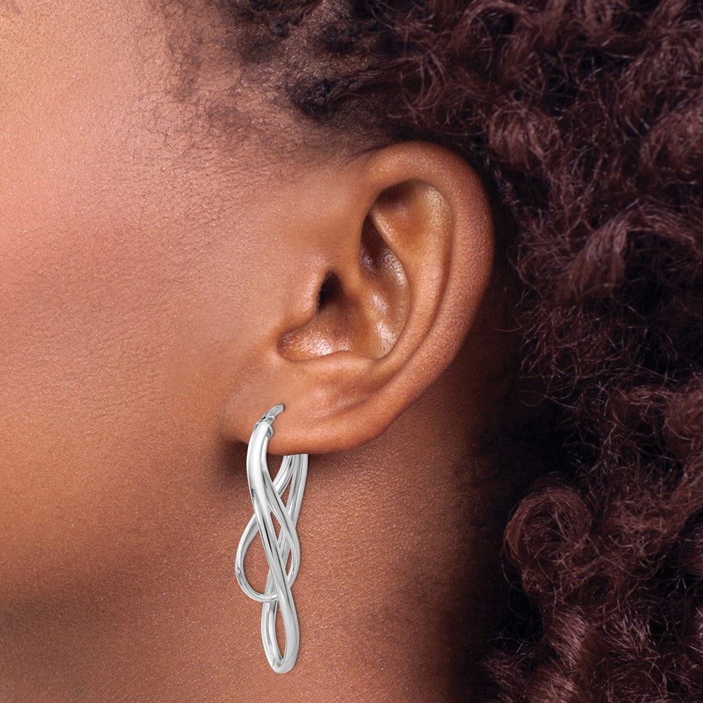 Sterling Silver Polished Twisted Oval Hoop Earrings