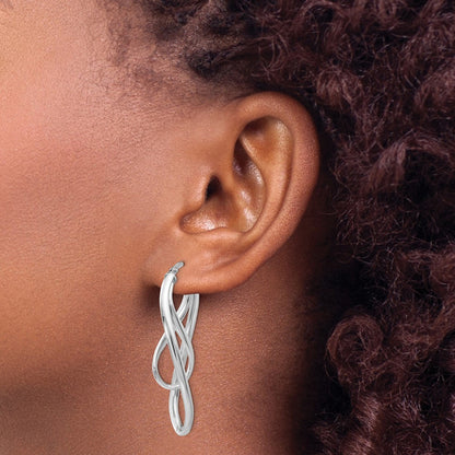 Sterling Silver Polished Twisted Oval Hoop Earrings