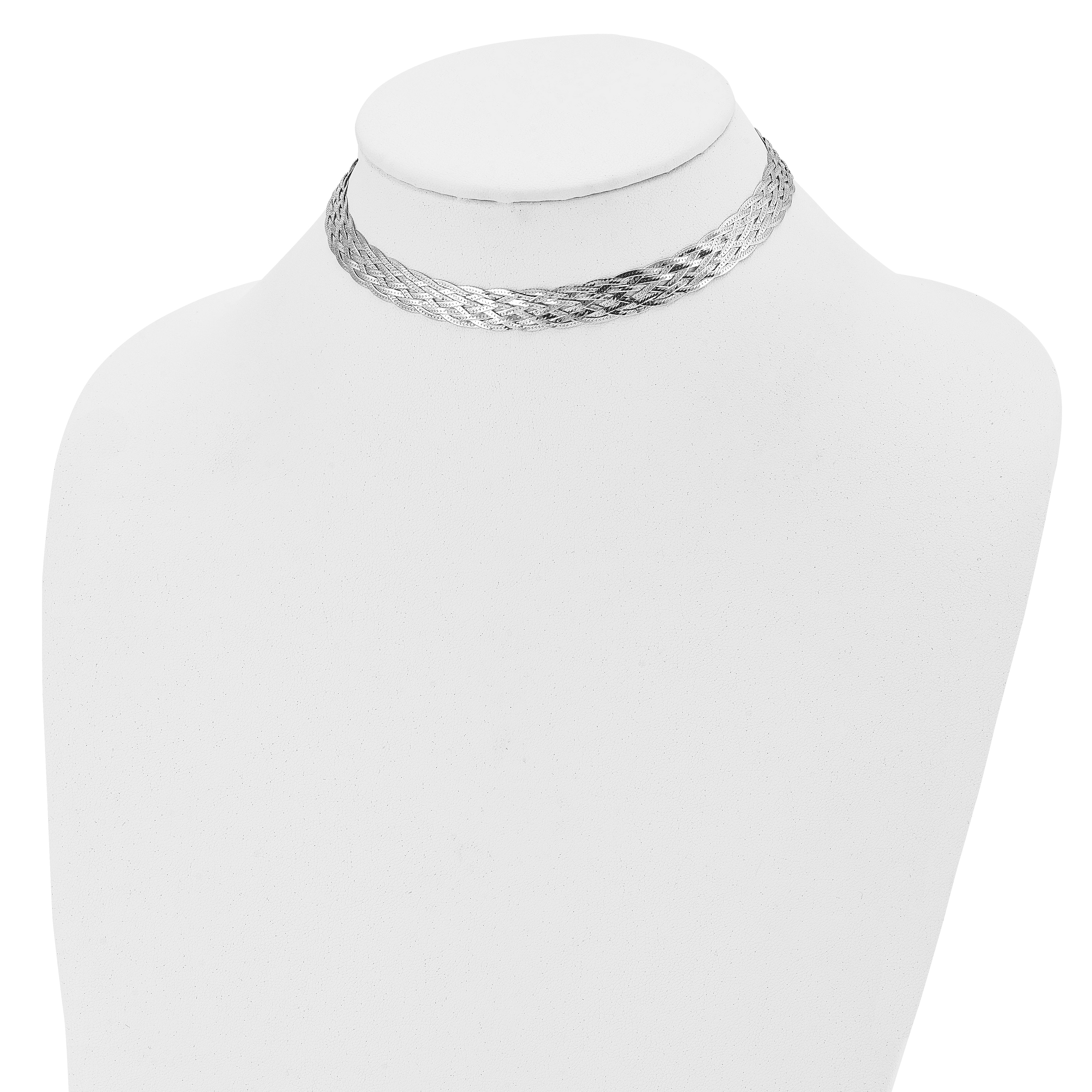 Sterling Silver Rh Plate Polished 4 In Ext. Choker Necklace