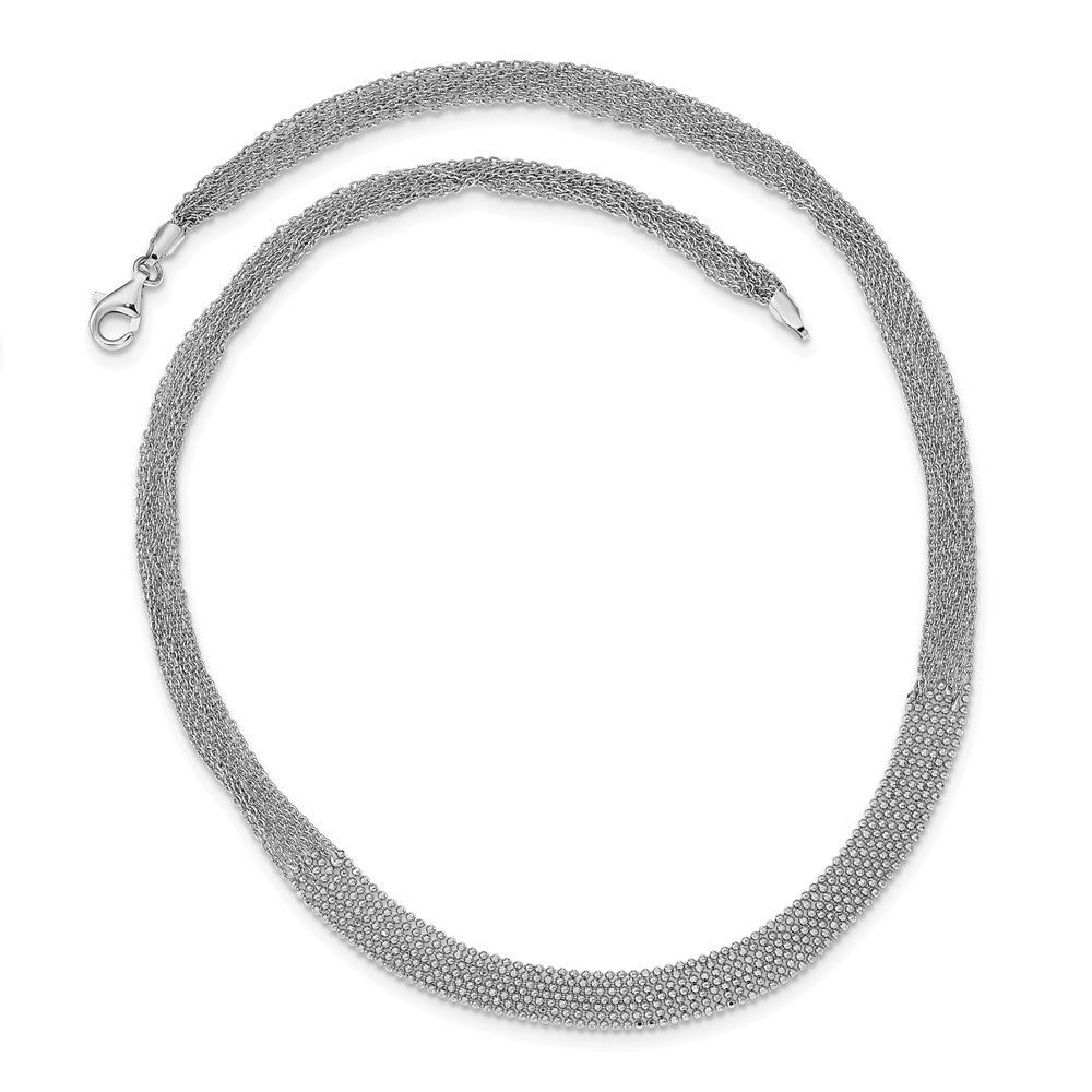 Sterling Silver Rhodium-Plated Polished Multi-Strand Necklace
