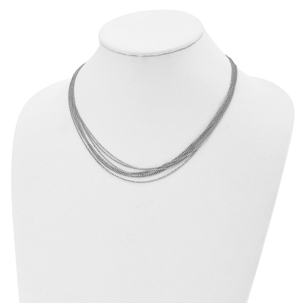 Sterling Silver Rhodium-Plated Polished Multi-Strand Necklace