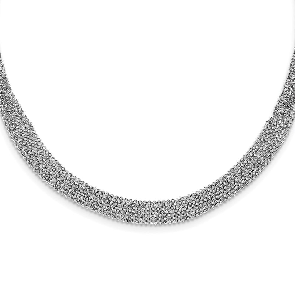 Sterling Silver Rhodium-Plated Polished Multi-Strand Necklace