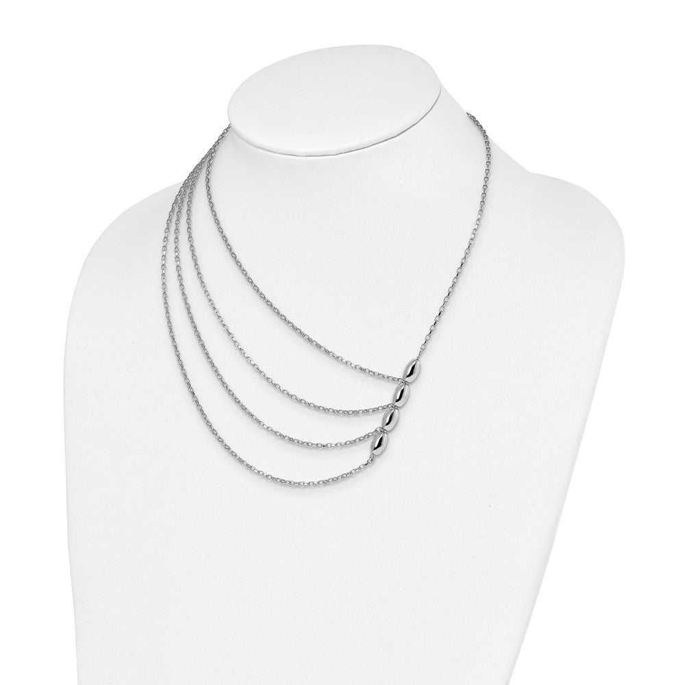 Sterling Silver Rhodium-Plated Polished Multistrand Necklace