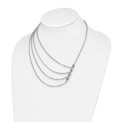Sterling Silver Rhodium-Plated Polished Multistrand Necklace