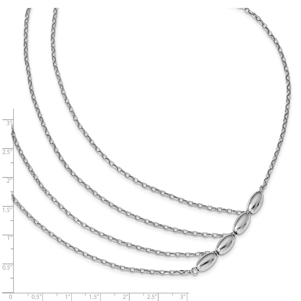 Sterling Silver Rhodium-Plated Polished Multistrand Necklace