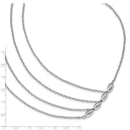 Sterling Silver Rhodium-Plated Polished Multistrand Necklace
