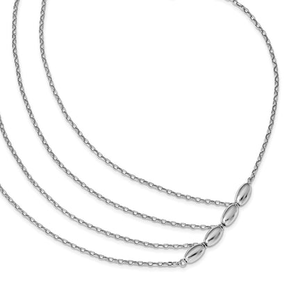 Sterling Silver Rhodium-Plated Polished Multistrand Necklace