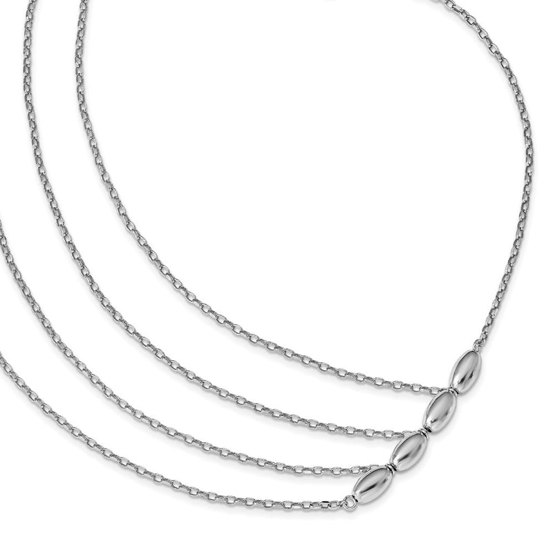 Sterling Silver Rhodium-Plated Polished Multistrand Necklace