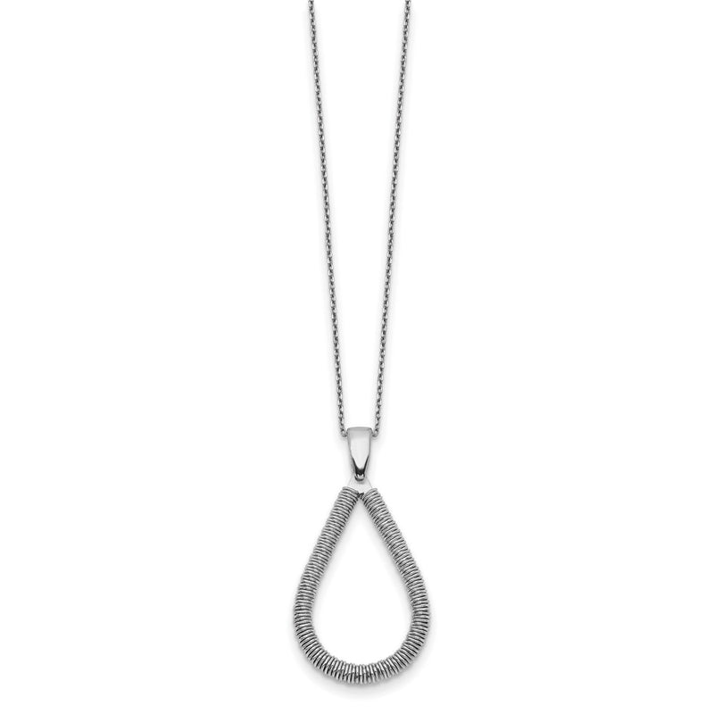 Sterling Silver Rhodium-Plated Teardrop W/2In Ext. Necklace