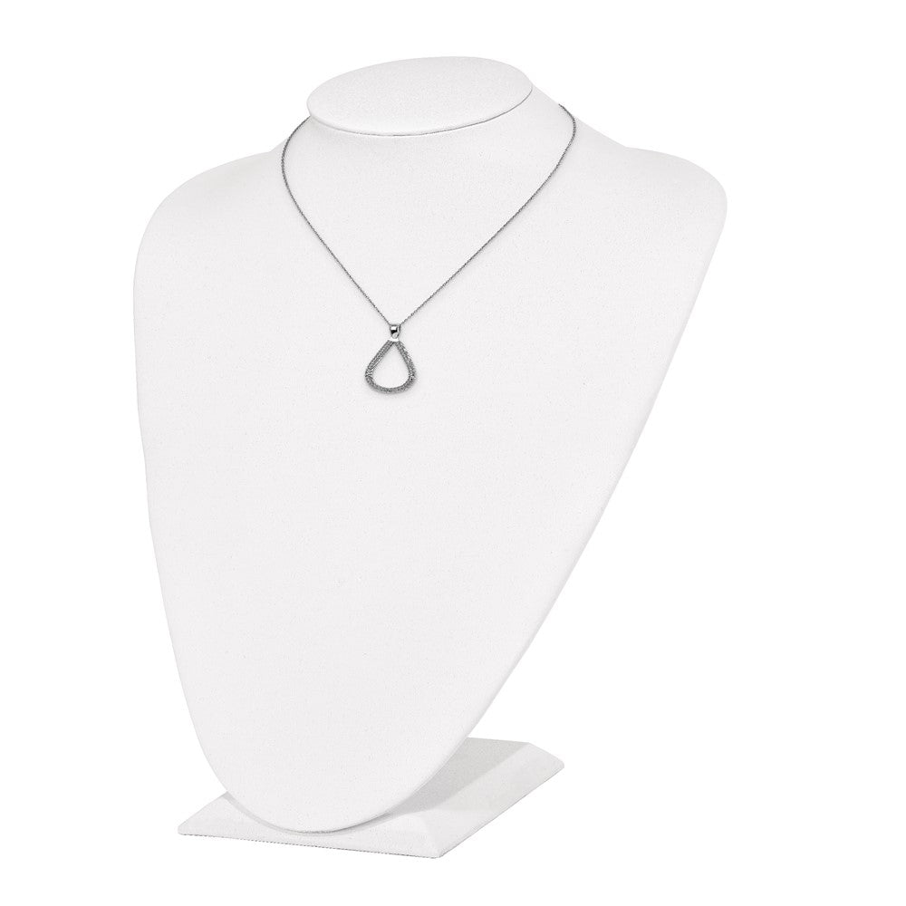 Sterling Silver Rhodium-Plated Teardrop W/2In Ext. Necklace