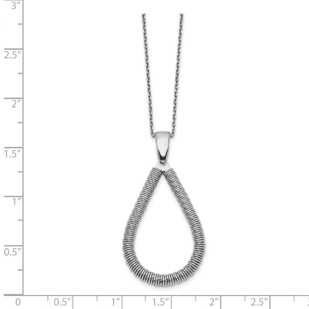 Sterling Silver Rhodium-Plated Teardrop W/2In Ext. Necklace