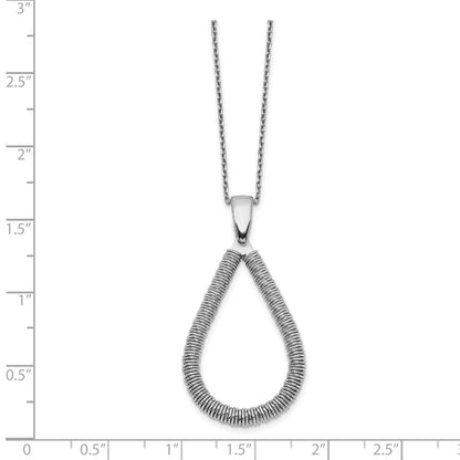 Sterling Silver Rhodium-Plated Teardrop W/2In Ext. Necklace