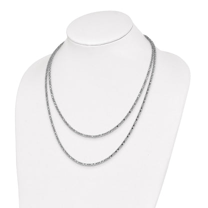 Sterling Silver Rhodium W/2 In Ext. Fancy 2 Strand Necklace