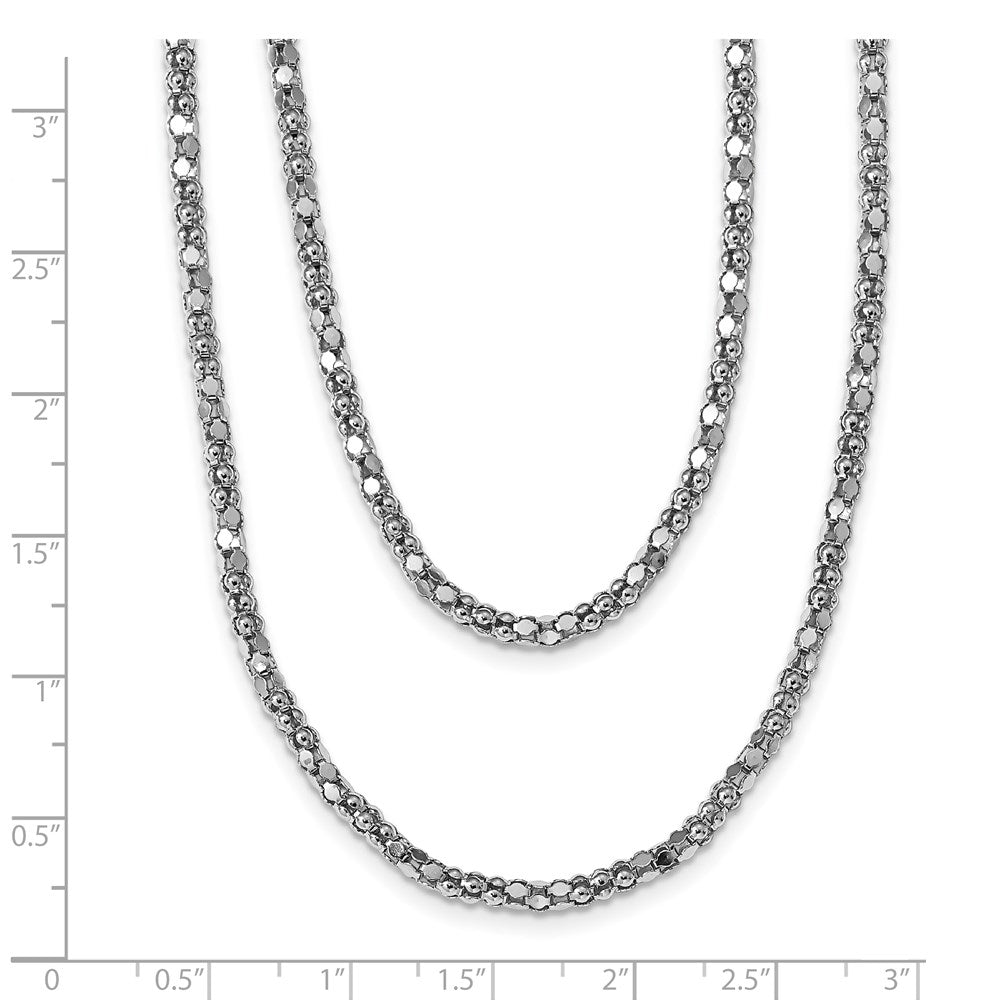 Sterling Silver Rhodium W/2 In Ext. Fancy 2 Strand Necklace