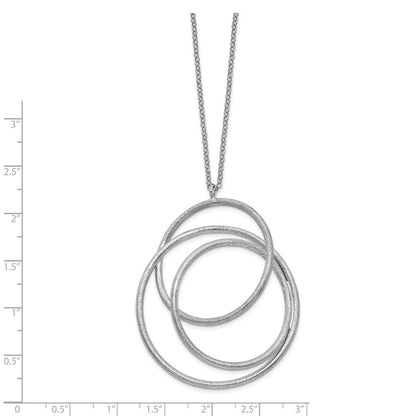 Sterling Silver Rhodium Brushed & Polished Necklace