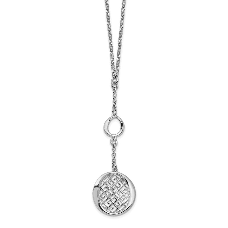 Sterling Silver Rhodium-Plated Filigree W/1.5In Ext. Necklace