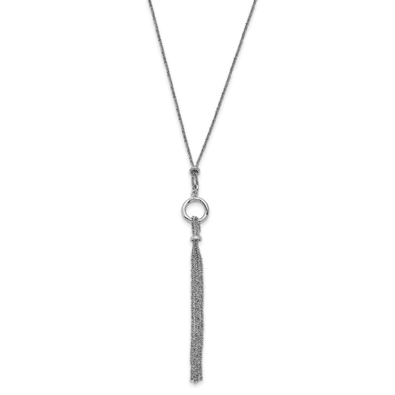 Sterling Silver Rhodium-Plated Tassel W/1.5In Ext. Necklace