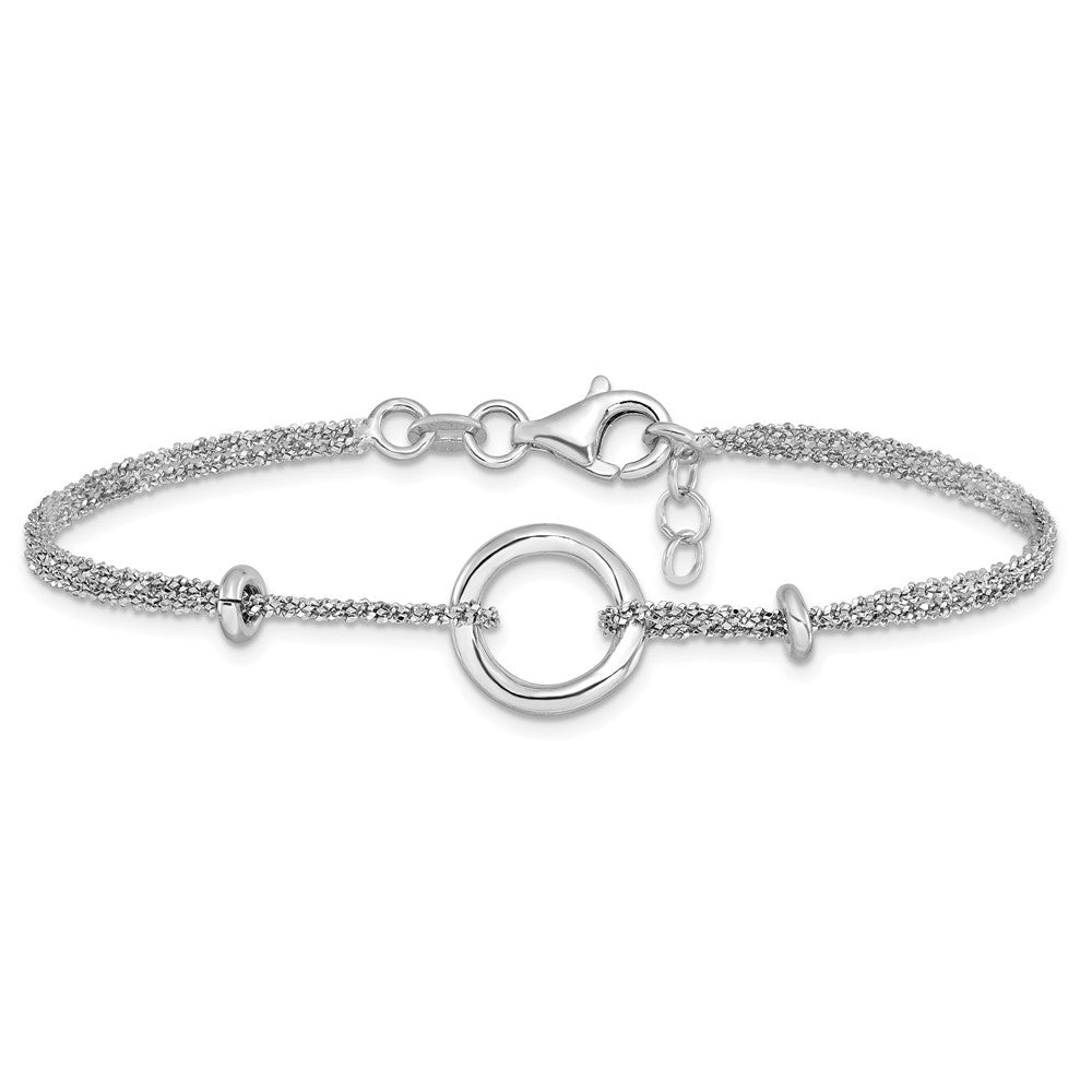 7 Inch Sterling Silver Rhodium-Plated W/1In Ext. Bracelet