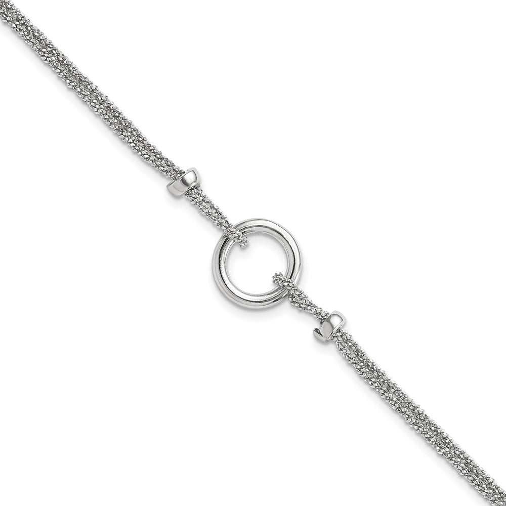 7 Inch Sterling Silver Rhodium-Plated W/1In Ext. Bracelet