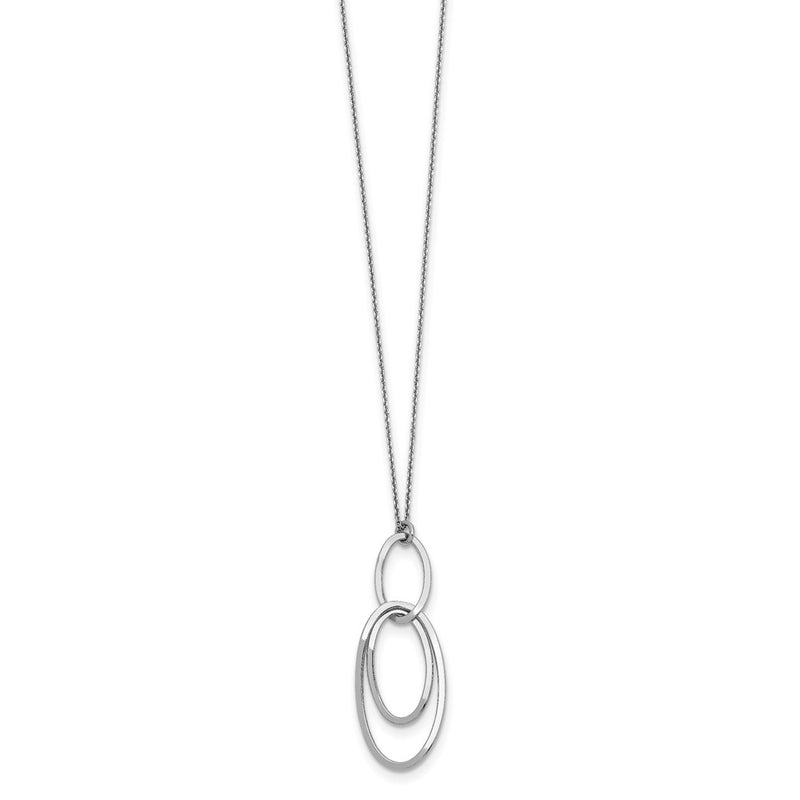 Sterling Silver Rhodium-Plated Polished W/1.5In Ext. Necklace