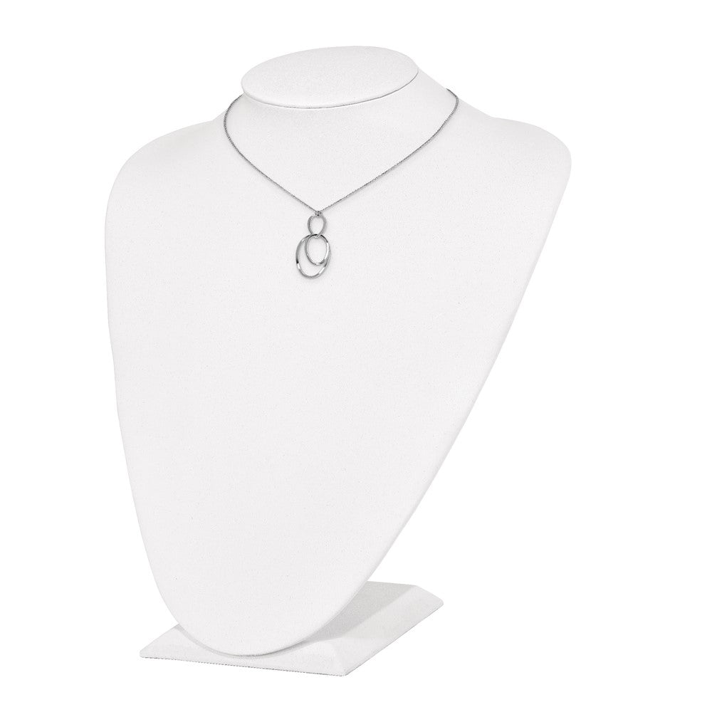 Sterling Silver Rhodium-Plated Polished W/1.5In Ext. Necklace