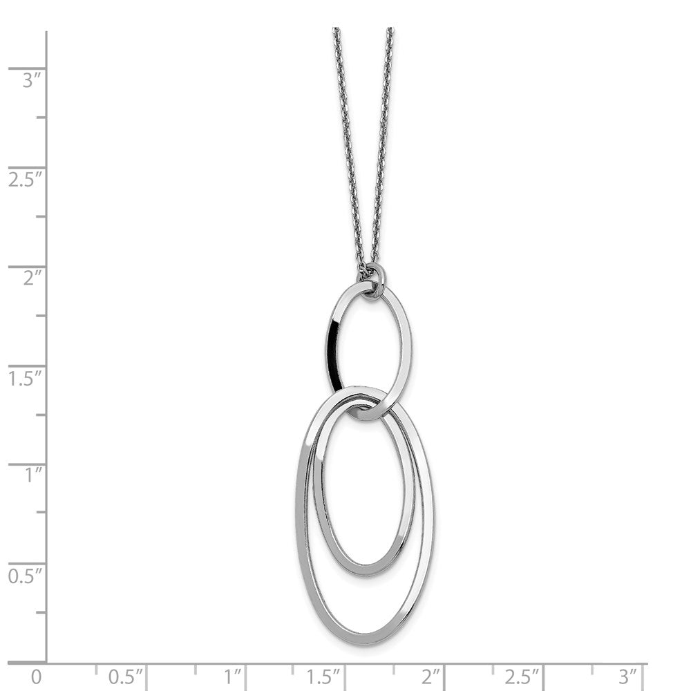 Sterling Silver Rhodium-Plated Polished W/1.5In Ext. Necklace