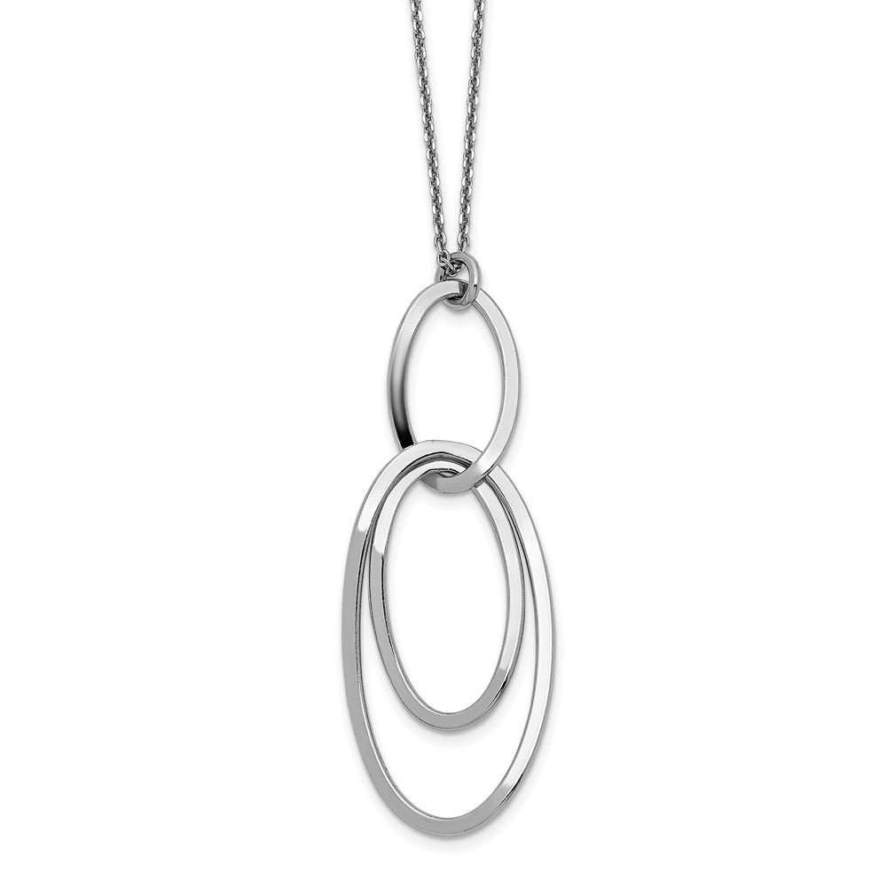 Sterling Silver Rhodium-Plated Polished W/1.5In Ext. Necklace