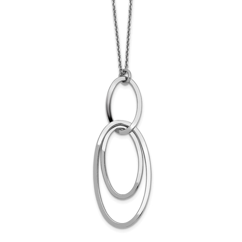 Sterling Silver Rhodium-Plated Polished W/1.5In Ext. Necklace