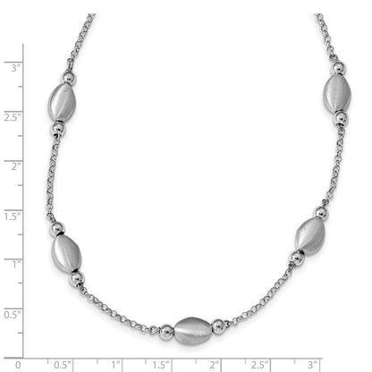 Sterling Silver Rhod-Plated Polished/ Satin W/1.5In Ext. Necklace