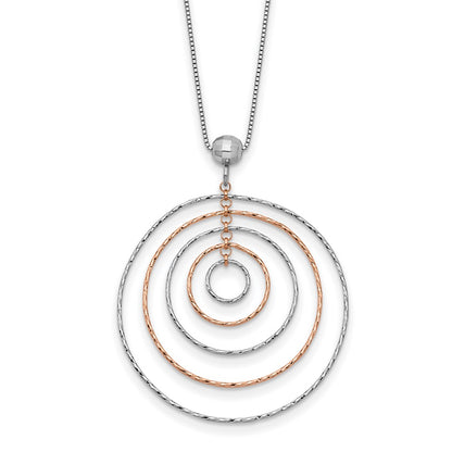 Ss/Rose Plated Sterling Silver Rose Gold-Plated D/C W/1In Ext. Necklace