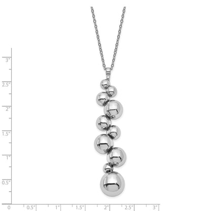 Sterling Silver Polished Beaded Dangle W/1.25In Ext. Necklace